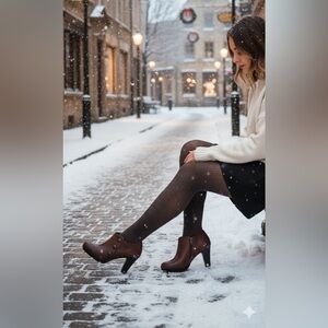 Rialto Penston Chocolate Brown Side Button Detailed Booties Women’s Size 8 1/2